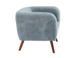 MARVEL - Fauteuil Club Tissu Bleu Clair Pieds Bois -Meubles Soldes Boutique fauteuil 12402149