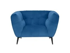 Fauteuil Velours Bleu Capitonné Avec Piètement Métal Noir - BRIO 9 Fauteuil Velours Bleu Capitonné Avec Piètement Métal Noir - BRIO -Meubles Soldes Boutique fauteuil 12405909
