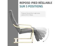 Fauteuil Style Nordique - Repose-pied Réglable - Déhoussable - Bois De Bouleau Tissu Gris -Meubles Soldes Boutique fauteuil 12462097