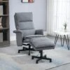 Fauteuil De Massage Avec Repose-pied - Style Néo-rétro - Châssis Acier Noir Aspect Lin Gris -Meubles Soldes Boutique fauteuil 12462161