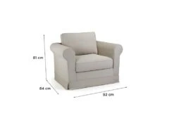 ROY Fauteuil Tissu Beige - L 92 X P 84 X H 81 Cm -Meubles Soldes Boutique fauteuil 12982043