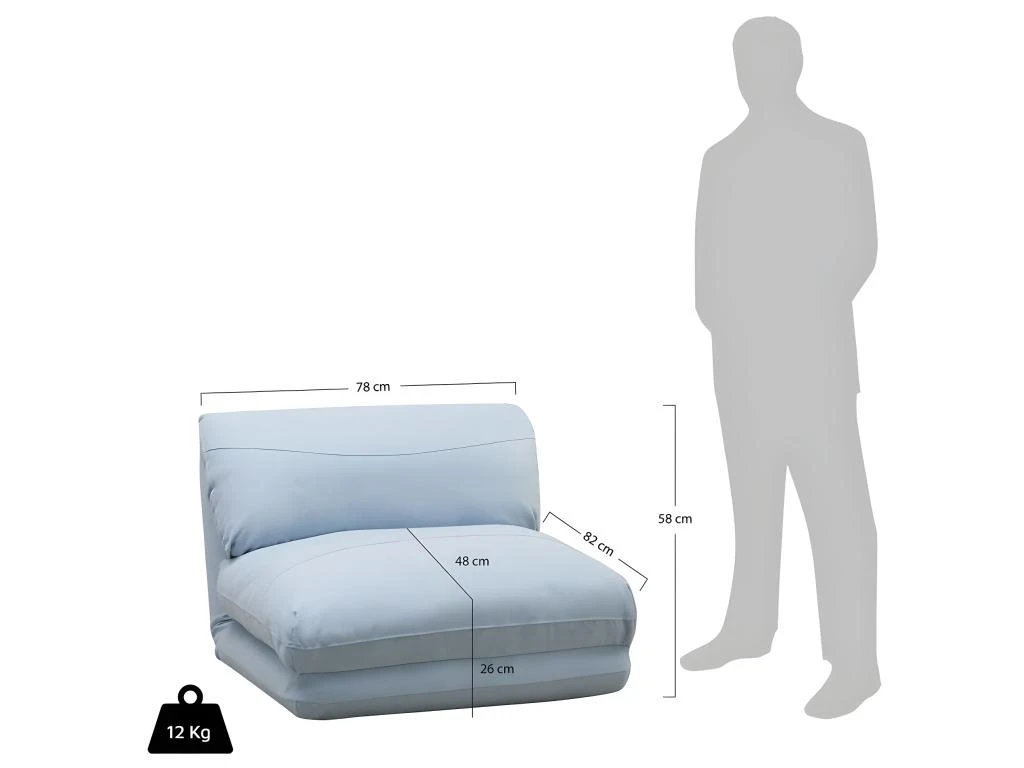 Nalo - Chauffeuse Convertible 1 Place En Tissu - Couleur - Bleu Pastel 9 Nalo - Chauffeuse Convertible 1 Place En Tissu - Couleur - Bleu Pastel – Image 7