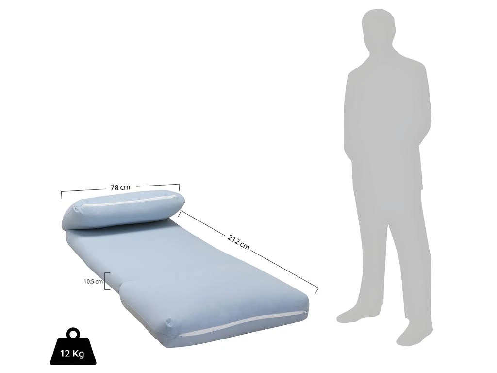 Nalo - Chauffeuse Convertible 1 Place En Tissu - Couleur - Bleu Pastel 10 Nalo - Chauffeuse Convertible 1 Place En Tissu - Couleur - Bleu Pastel – Image 8