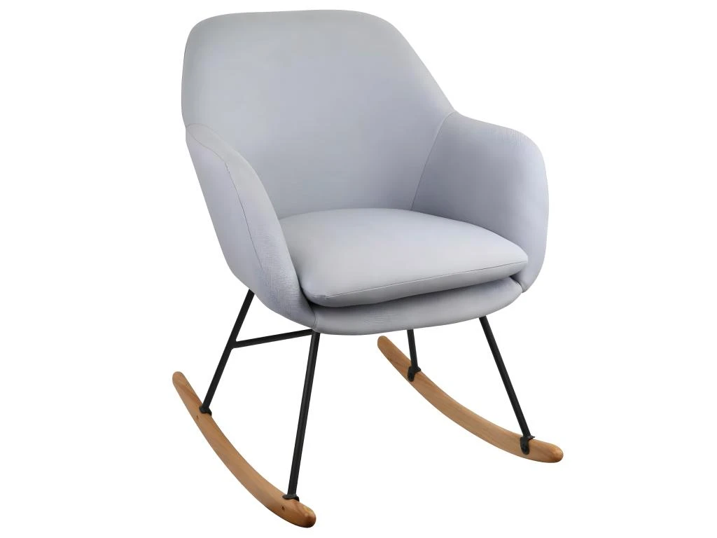 Fauteuil à Bascule Rocking-chair En Tissu Gris 3 Fauteuil à Bascule Rocking-chair En Tissu Gris
