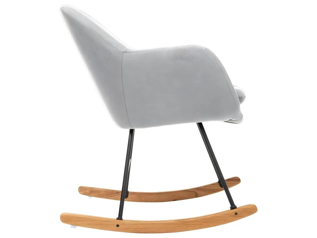Fauteuil à Bascule Rocking-chair En Tissu Gris 5 Fauteuil à Bascule Rocking-chair En Tissu Gris – Image 3