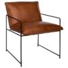 Fauteuil Rétro Industriel En Cuir Cognac Et Structure En Métal Noir -Meubles Soldes Boutique fauteuil 13467889