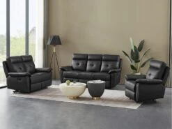 Fauteuil Relax En Cuir Noir VINETA