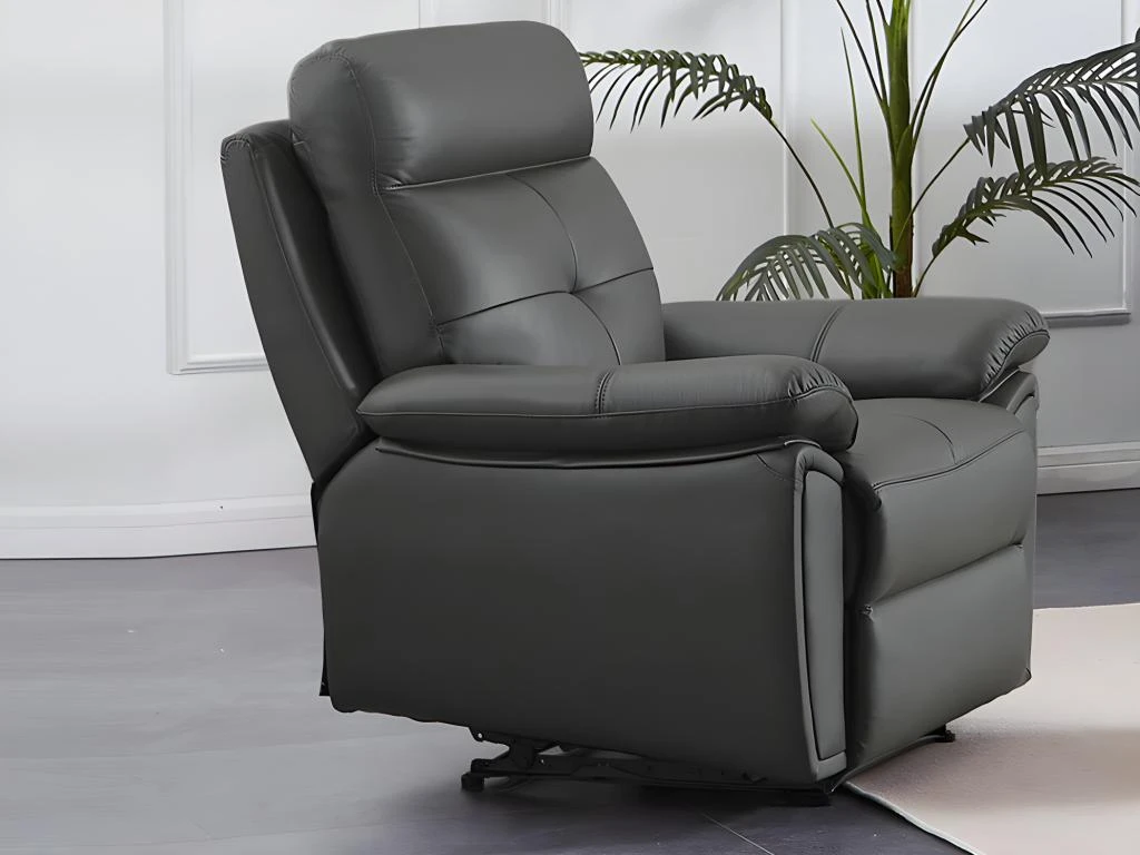 Fauteuil Relax En Cuir Gris VINETA 14 Fauteuil Relax En Cuir Gris VINETA – Image 12