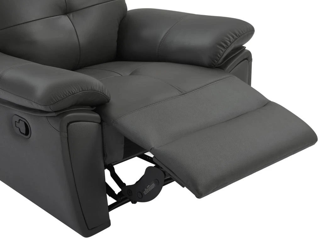 Fauteuil Relax En Cuir Gris VINETA 7 Fauteuil Relax En Cuir Gris VINETA – Image 5