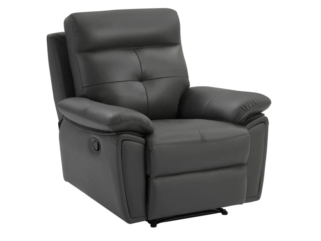 Fauteuil Relax En Cuir Gris VINETA 4 Fauteuil Relax En Cuir Gris VINETA – Image 2