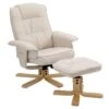 Fauteuil De Relaxation CHARLY Avec Repose-pieds Pouf Siège Pivotant Dossier Inclinable Assise Rembourrée Relax, En Tissu Beige
