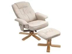 Fauteuil De Relaxation CHARLY Avec Repose-pieds Pouf Siège Pivotant Dossier Inclinable Assise Rembourrée Relax, En Tissu Beige -Meubles Soldes Boutique fauteuil 13669923