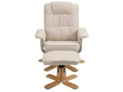Fauteuil De Relaxation CHARLY Avec Repose-pieds Pouf Siège Pivotant Dossier Inclinable Assise Rembourrée Relax, En Tissu Beige -Meubles Soldes Boutique fauteuil 13669927