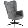 URBAN MEUBLE Fauteuil Scandinave Chaise Pivotant Pour Bureau Salon Chambre Avec Un Revêtement En Tissu Des Accoudoirs Rembourés, Métal, Gris, 70*80*100CM -Meubles Soldes Boutique fauteuil 14021591