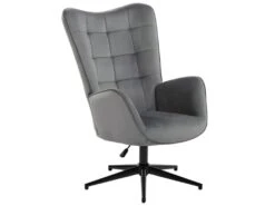 URBAN MEUBLE Fauteuil Scandinave Chaise Pivotant Pour Bureau Salon Chambre Avec Un RevĂȘtement En Tissu Des Accoudoirs RembourĂ©s, MĂ©tal, Gris, 70*80*100CM