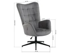 URBAN MEUBLE Fauteuil Scandinave Chaise Pivotant Pour Bureau Salon Chambre Avec Un Revêtement En Tissu Des Accoudoirs Rembourés, Métal, Gris, 70*80*100CM -Meubles Soldes Boutique fauteuil 14021599