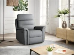 Fauteuil De Relaxation 1 Place En Tissu Gris LÉON - Gris Clair -Meubles Soldes Boutique fauteuil 14639299