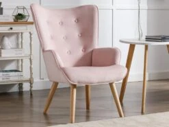 Fauteuil En Velours Rose VATELY -Meubles Soldes Boutique fauteuil 14811661