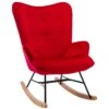 Fauteuil à Bascule Rocking Chair Bouton Décoratif En Tissu Velours Rouge Confortable Et Design FAB10075