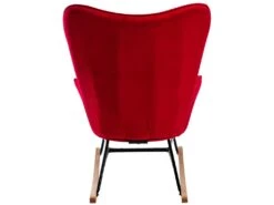 Fauteuil à Bascule Rocking Chair Bouton Décoratif En Tissu Velours Rouge Confortable Et Design FAB10075 -Meubles Soldes Boutique fauteuil 15779683