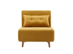 Fauteuil Convertible En Tissu Jaune Moutarde URIBIA 14 Fauteuil Convertible En Tissu Jaune Moutarde URIBIA -Meubles Soldes Boutique fauteuil 15882235