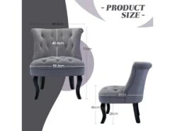 Petit Fauteuil Crapaud Rembourrée Avec Pieds Noirs Pour Salle à Manger, Salon, Entrée & Chambre-Gris -Meubles Soldes Boutique fauteuil 15909675