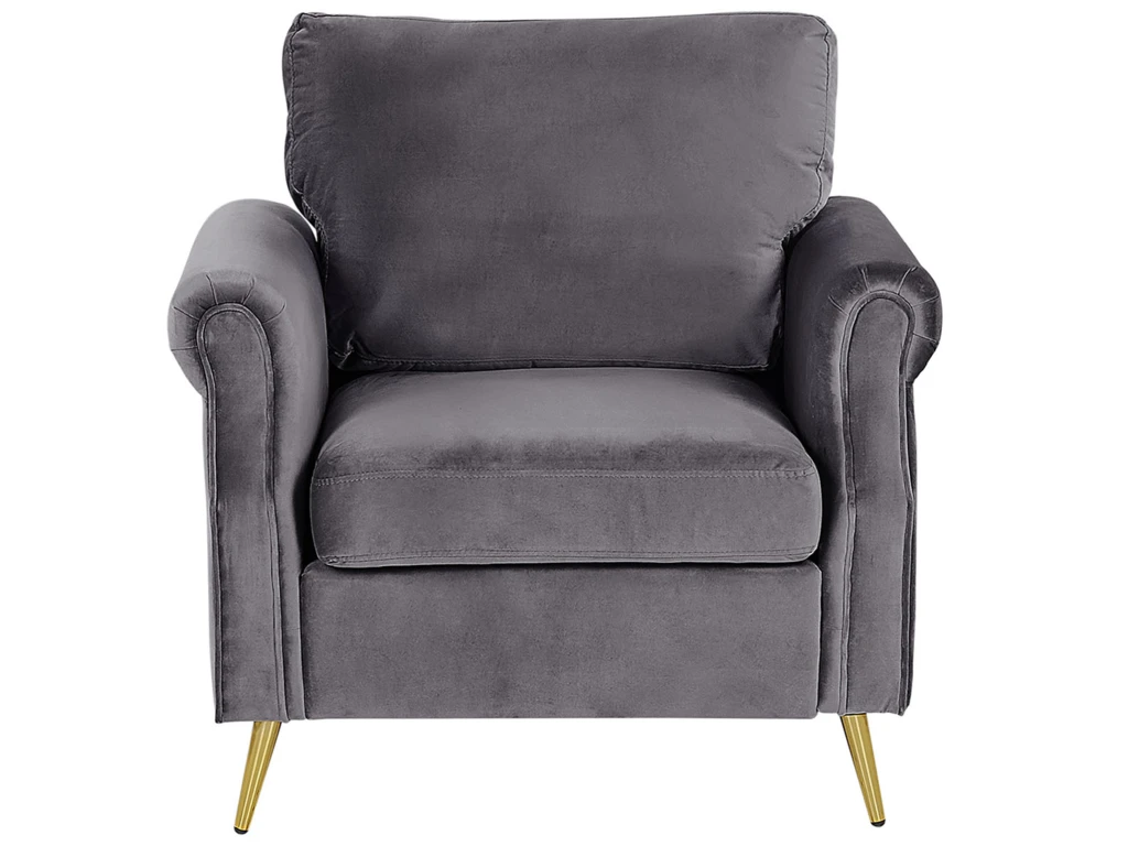Fauteuil En Velours Gris VIETAS 6 Fauteuil En Velours Gris VIETAS – Image 4