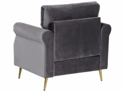Fauteuil En Velours Gris VIETAS 15 Fauteuil En Velours Gris VIETAS -Meubles Soldes Boutique fauteuil 16215645