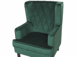 Fauteuil Bergère En Velours Vert Avec Repose-pieds Assorti SANDSET -Meubles Soldes Boutique fauteuil 16216343