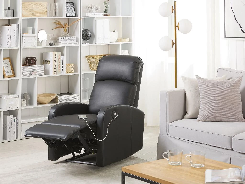Fauteuil De Relaxation En Cuir PU Noir Avec LEDs Et Port USB VIRRAT 4 Fauteuil De Relaxation En Cuir PU Noir Avec LEDs Et Port USB VIRRAT – Image 2