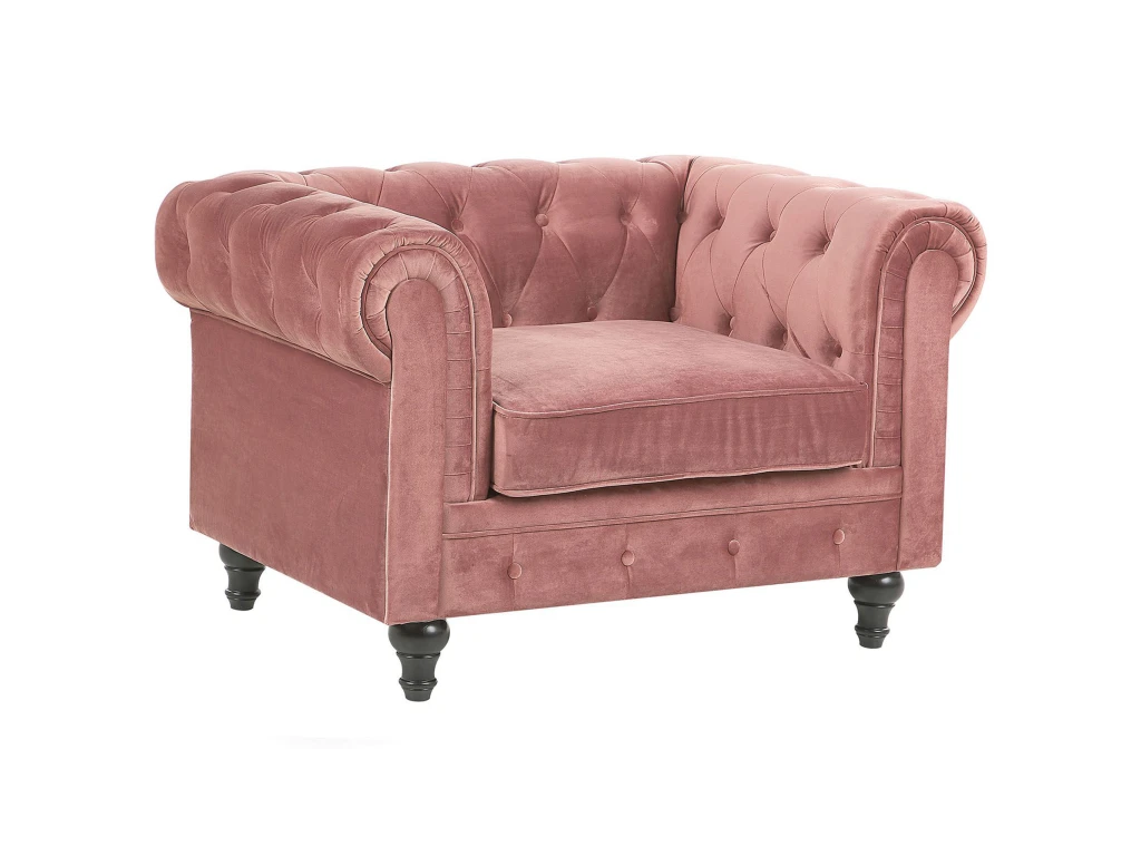 Fauteuil En Velours Rose CHESTERFIELD 3 Fauteuil En Velours Rose CHESTERFIELD