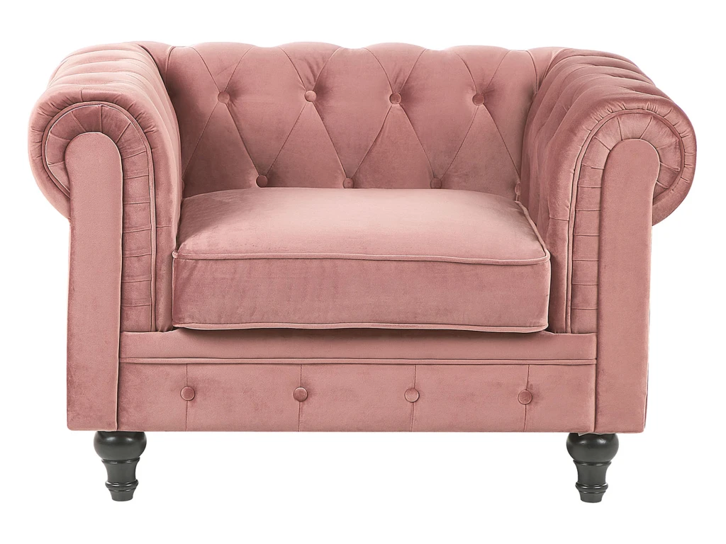 Fauteuil En Velours Rose CHESTERFIELD 6 Fauteuil En Velours Rose CHESTERFIELD – Image 4