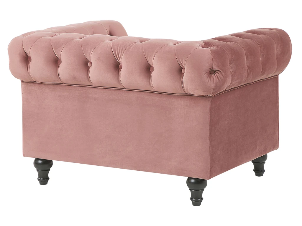 Fauteuil En Velours Rose CHESTERFIELD 7 Fauteuil En Velours Rose CHESTERFIELD – Image 5