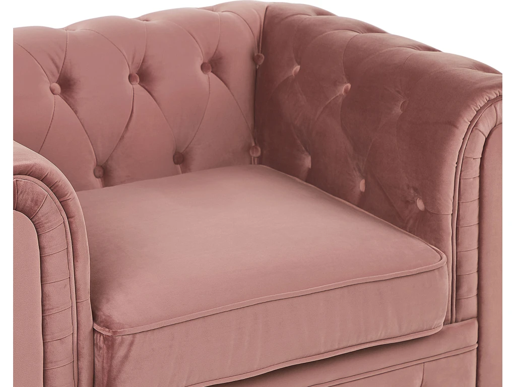 Fauteuil En Velours Rose CHESTERFIELD 8 Fauteuil En Velours Rose CHESTERFIELD – Image 6