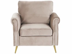 Fauteuil En Velours Taupe VIETAS -Meubles Soldes Boutique fauteuil 16686783