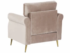 Fauteuil En Velours Taupe VIETAS -Meubles Soldes Boutique fauteuil 16686785