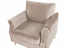 Fauteuil En Velours Taupe VIETAS -Meubles Soldes Boutique fauteuil 16686787