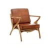 Fauteuil Teck Et Coussins Cuir Cognac - ESSAOUIRA N°1 -Meubles Soldes Boutique fauteuil 17628707