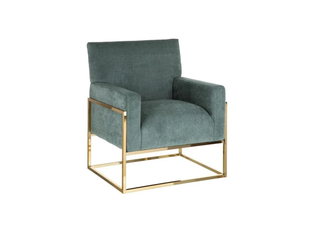 Fauteuil Métal Doré/Tissu Vert D'eau - NOFOA 3 Fauteuil Métal Doré/Tissu Vert D'eau - NOFOA