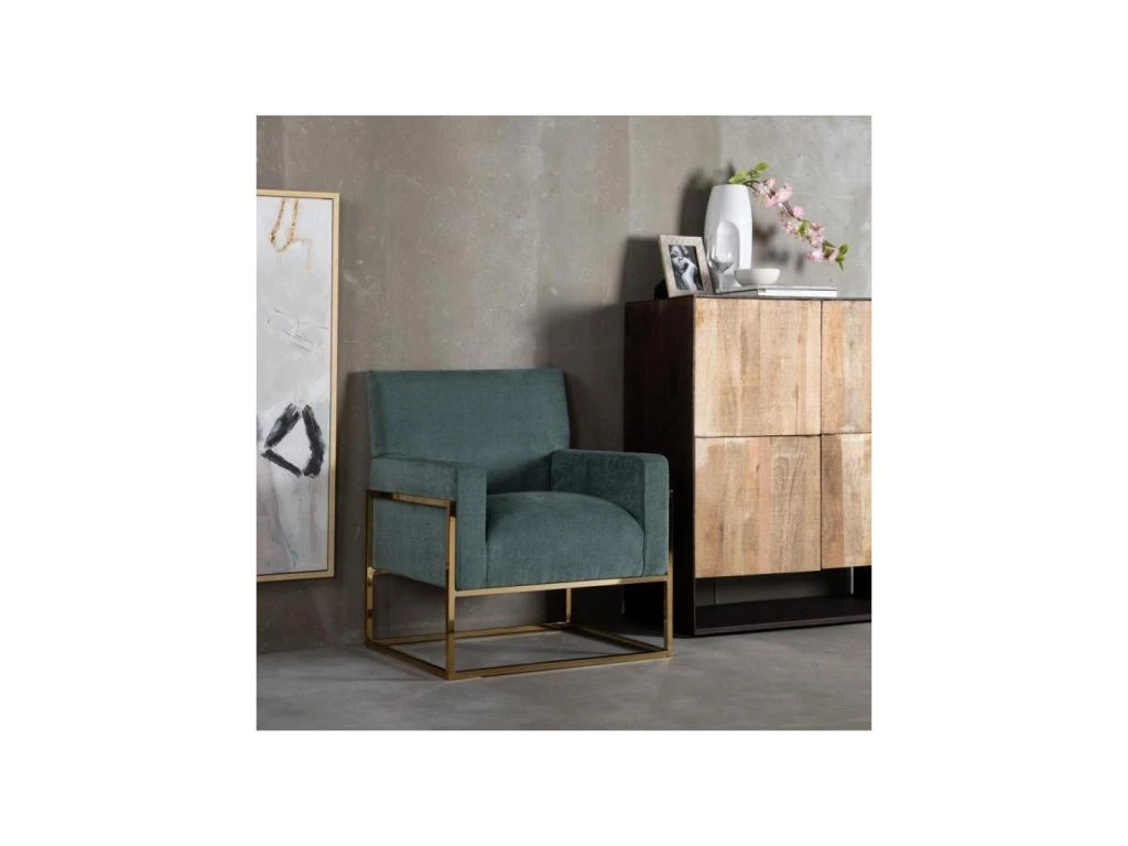 Fauteuil Métal Doré/Tissu Vert D'eau - NOFOA 4 Fauteuil Métal Doré/Tissu Vert D'eau - NOFOA – Image 2