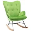 Fauteuil à Bascule Rocking Chair Bouton Décoratif En Tissu Velours Vert Confortable Et Design FAB10076