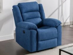 Fauteuil Relax électrique En Tissu Bleu BUROLO -Meubles Soldes Boutique fauteuil 18878053