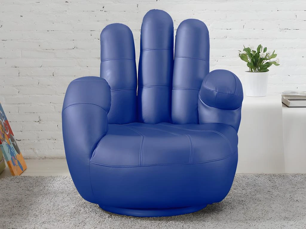 Fauteuil Main Pivotant CATCHY En Simili - Bleu 4 Fauteuil Main Pivotant CATCHY En Simili - Bleu – Image 2