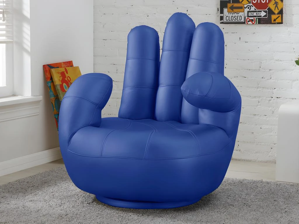 Fauteuil Main Pivotant CATCHY En Simili - Bleu 3 Fauteuil Main Pivotant CATCHY En Simili - Bleu