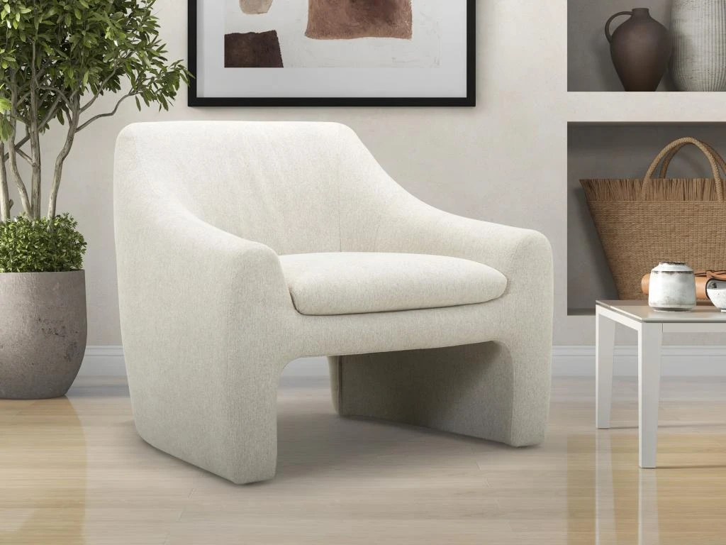 Fauteuil En Tissu Beige DORINE 3 Fauteuil En Tissu Beige DORINE