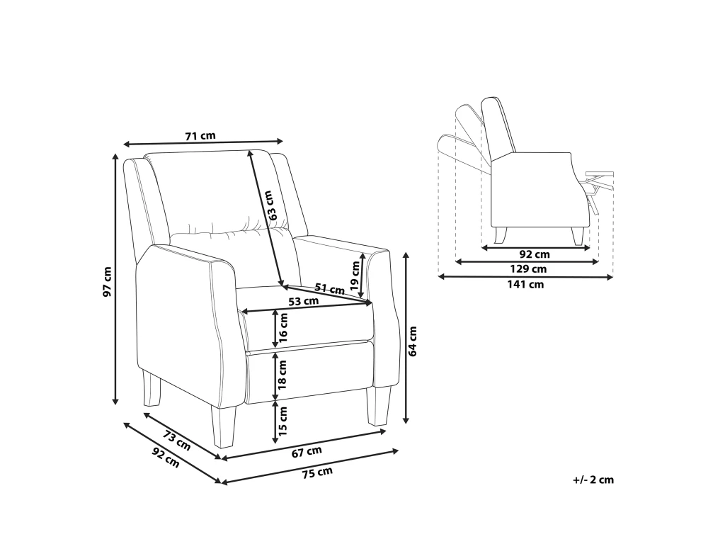 Fauteuil De Relaxation En Velours Beige Taupe EGERSUND 5 Fauteuil De Relaxation En Velours Beige Taupe EGERSUND â Image 3