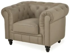 Fauteuil Chesterfield Capitonné - Couleurs - Pu Taupe, Types De Canapé - Fauteuil Chesterfield