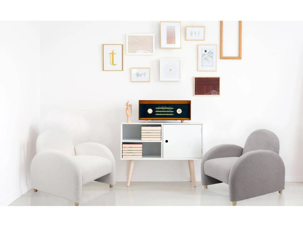 Fauteuil Club Bowie Tissu Bouclette Gris 7 Fauteuil Club Bowie Tissu Bouclette Gris â Image 5