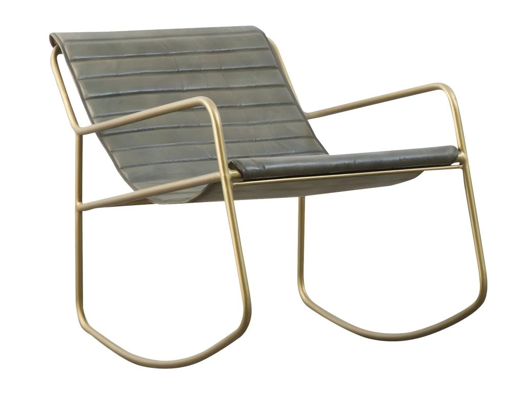 Rocking Chair En Cuir Kaki Sydney 4 Rocking Chair En Cuir Kaki Sydney – Image 2