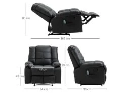 Fauteuil De Relaxation Massant EMILIO Noir -Meubles Soldes Boutique fauteuil 21988471